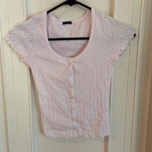 Women’s Brandy Melville short  sleeve top, one size, pink and white